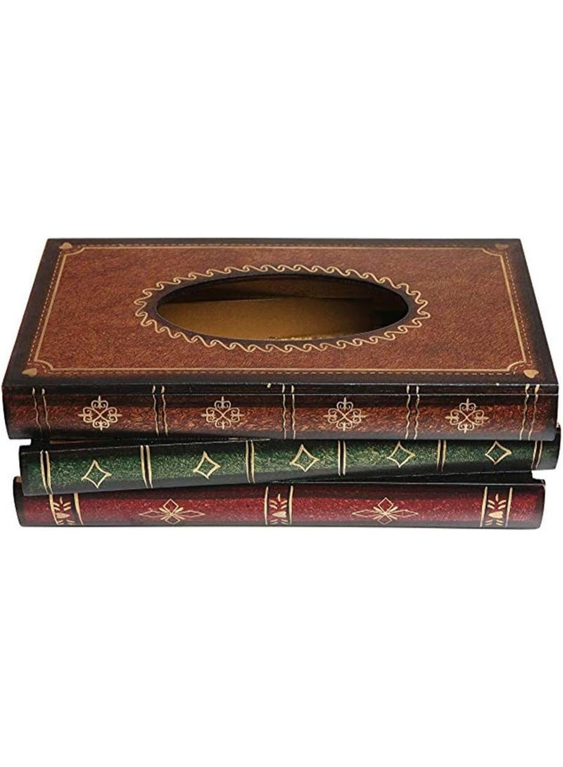 Bukela Tissue Holder, Elegant Wooden Antique Book Design Tissue Paper Holder Dispenser, Novelty Napkin Holder, Toilet Bath Facial Tissue Box - Image 5