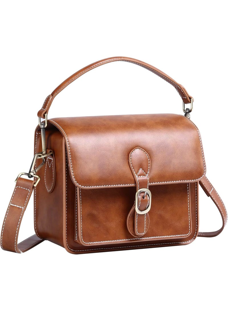 SOLARAE Compact Camera Case, Camera Shoulder Bag, Waterproof Retro Compatible for Canon Nikon Sony SLR DSLR Mirrorless Camera and Lens (Brown, Small) - Image 1