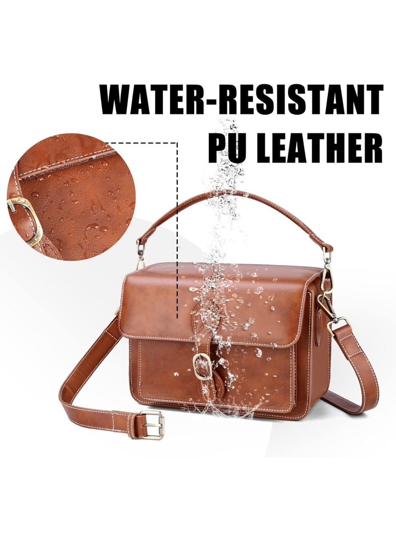 SOLARAE Compact Camera Case, Camera Shoulder Bag, Waterproof Retro Compatible for Canon Nikon Sony SLR DSLR Mirrorless Camera and Lens (Brown, Small) - Image 5