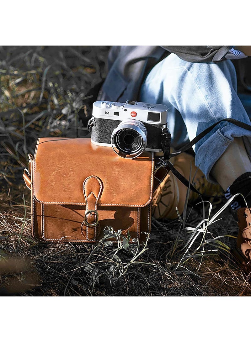 SOLARAE Compact Camera Case, Camera Shoulder Bag, Waterproof Retro Compatible for Canon Nikon Sony SLR DSLR Mirrorless Camera and Lens (Brown, Small) - Image 3
