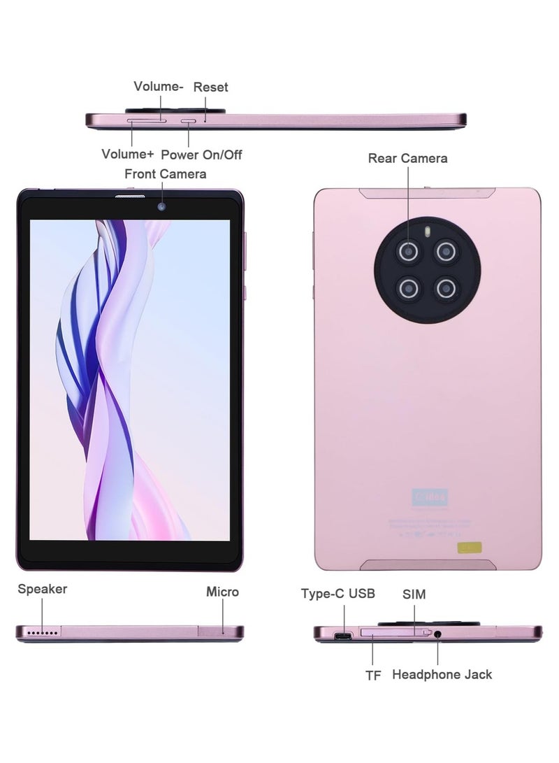 REBENUO Tablet CM815 8-inch screen LTE connectivity supports 5G band Wi-Fi connection equipped with 8GB RAM and 512GB storage space with a durable shock-resistant cover (Pink) - Image 3