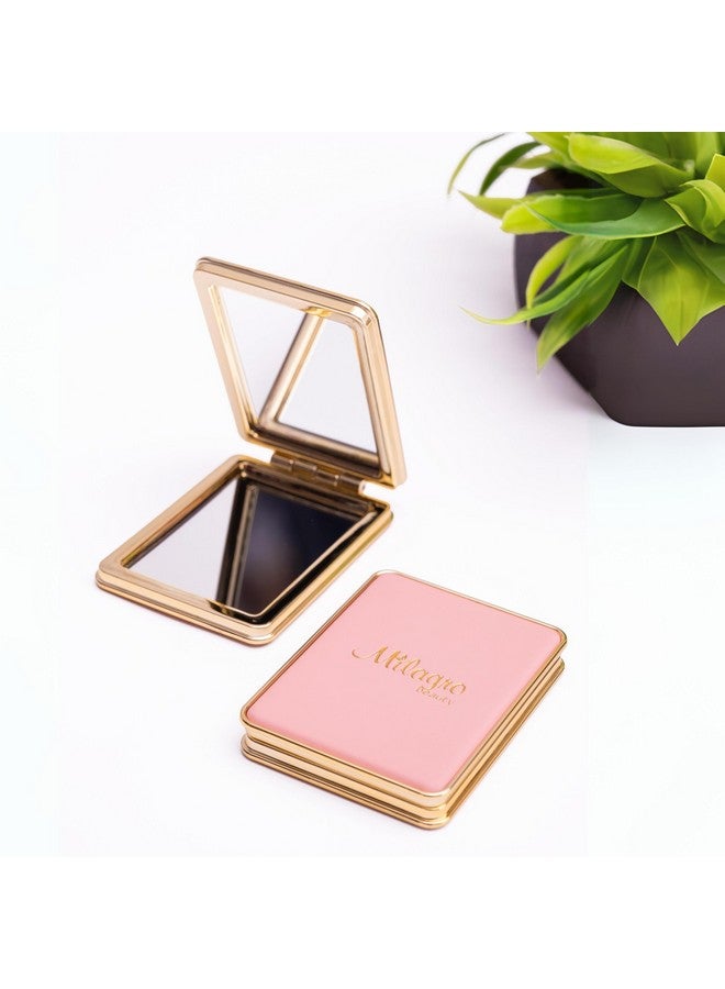 Milagro Beauty Foldable Makeup Mirror Glass Pocket Mirror For Women Compact Size Mirror For Handbag Vanity Mirror Portable, (Square, Framed, Tabletop Mount) - Image 1
