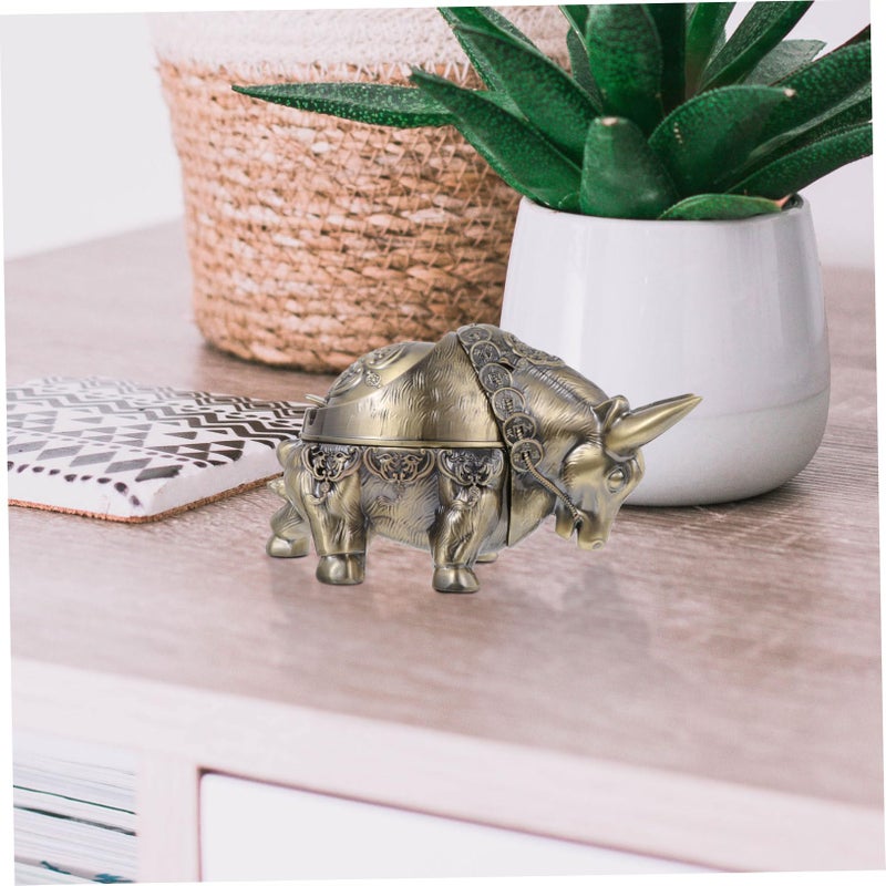 Creative Windproof Ashtray With Lid Large Desktop Cigarette Butt Container Copper Coated Zinc Alloy For Home Office - Image 5