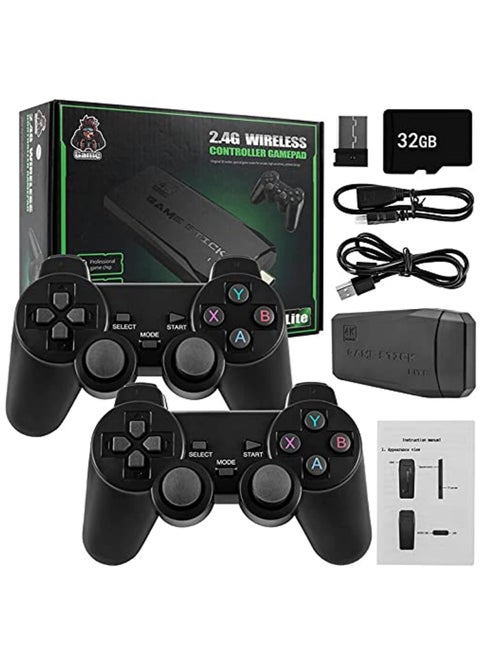 Game Console with Dual Wireless Controllers Plug & Play Video Game Stick Built in 3500/10000+ Games, 9 Classic Emulators, TV 4K High Definition HDMI Output, Great Gift for Adults and Kids (32G)