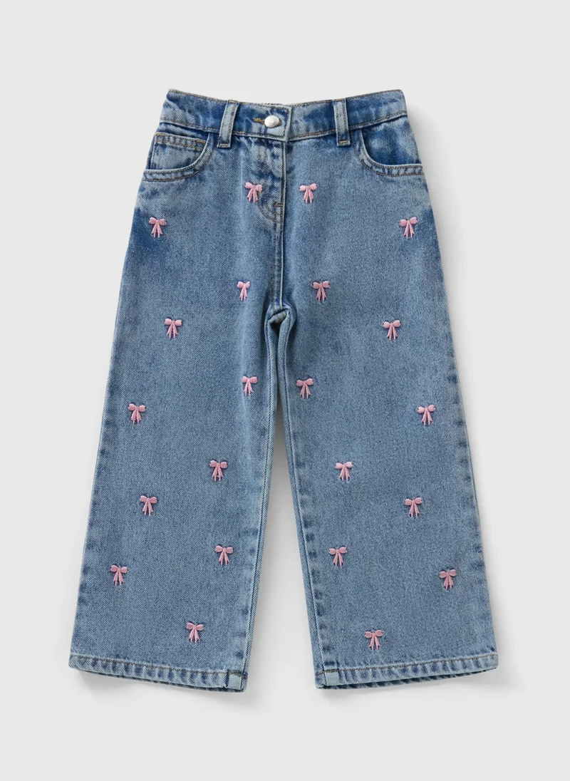 Matalan Girls Pink Bow Embroidered Jeans
