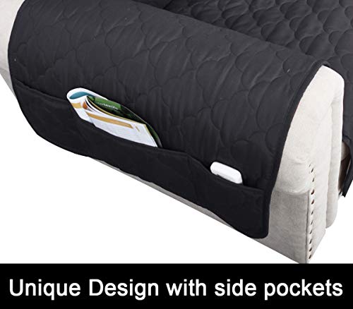CHHKON Waterproof Nonslip Recliner Cover Stay in Place, Dog Couch Chair Cover Furniture Protector, Ideal Loveseat Slipcovers for Pets and Kids (Dark Grey, 23'') - Image 4