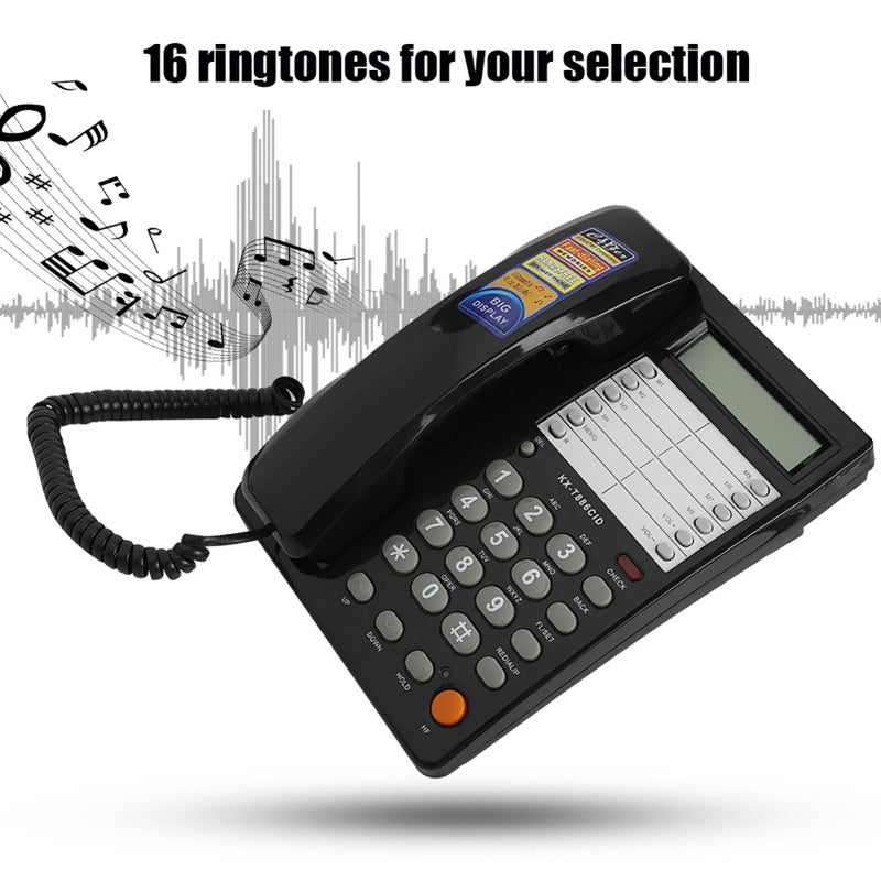 Wired Corded Phone: DTMF/FSK Dual Mode, Real-time Date Display, 16 Ringtones - Adjustable Flash Time, Easy Install Desktop Wall Phone for Home Hotel Office - Image 2