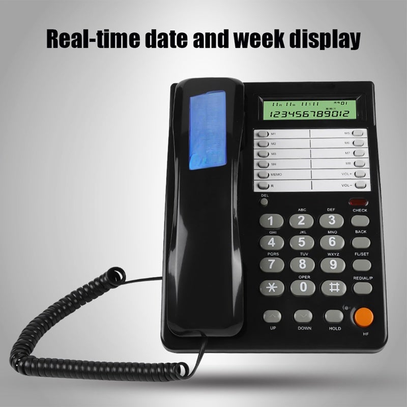 Wired Corded Phone: DTMF/FSK Dual Mode, Real-time Date Display, 16 Ringtones - Adjustable Flash Time, Easy Install Desktop Wall Phone for Home Hotel Office - Image 4