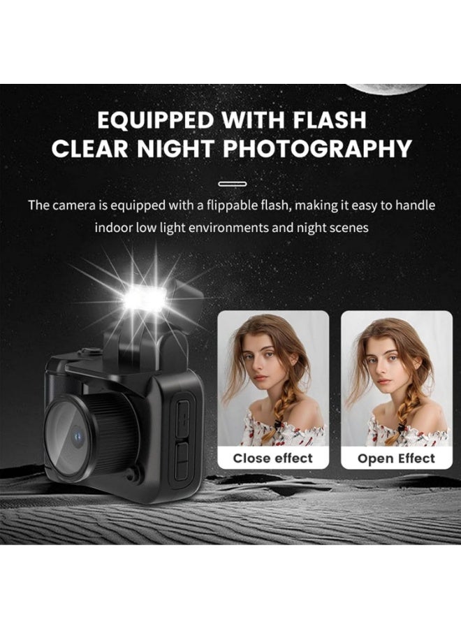 Digital Camera Ultra Mini Size, Fashionable Pocket Keychain Camera, Keychain Photo Video Camera, Retro Portable Mini Pixel Camera with Flash Light for Indoor Outdoor (with 32G - Image 3