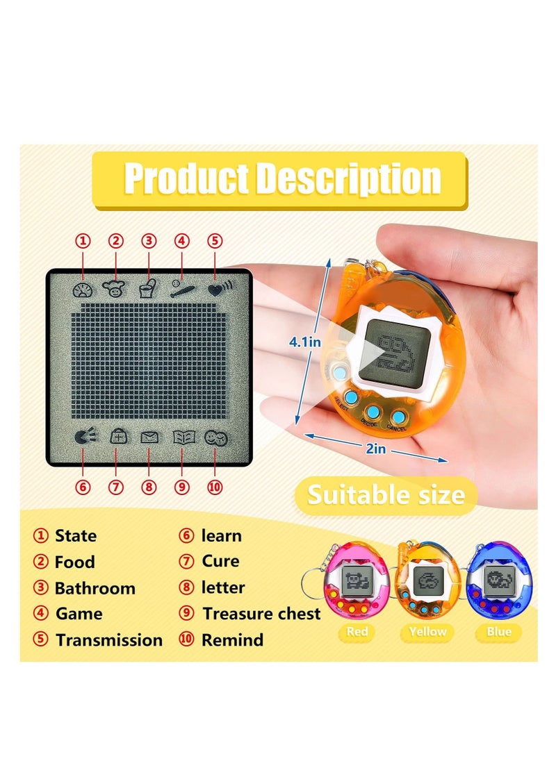 SYOSI - 6 Pcs Virtual Pets Keychain Nostalgic Virtual Electronic Digital Pets Keychain Game Keyring Retro Handheld Game Machine Electronic Toys with 1 Piece Screwdriver 4.13 x 1.97 Inch 168 Pets - Image 1
