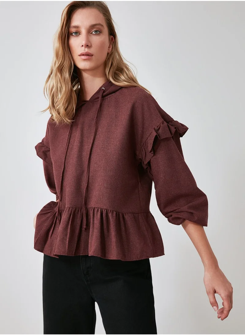 trendyol Hooded Peplum Top