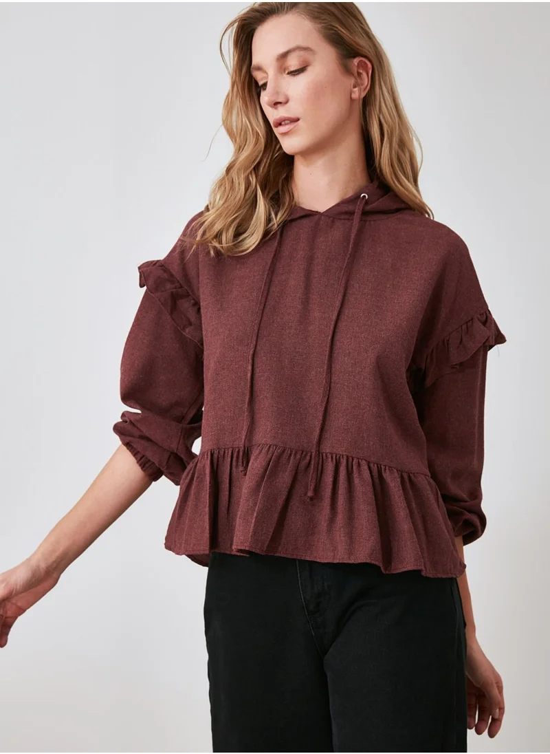 trendyol Hooded Peplum Top