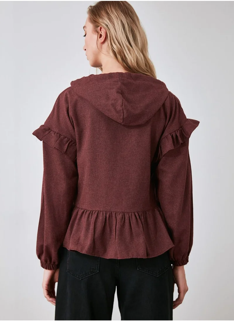 trendyol Hooded Peplum Top