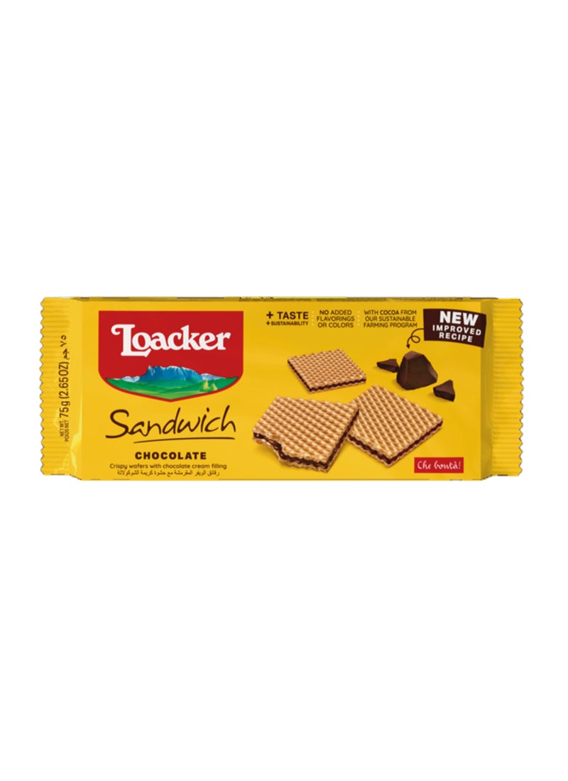 Loacker Chocolate Sandwich Crispy Wafers 75g - Image 1