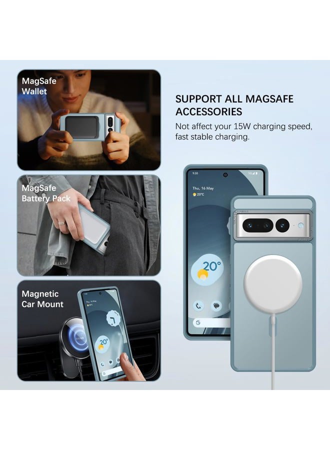 BENTOBEN for Google Pixel 7 Pro Case [Compatible with Magsafe] Translucent Matte Magnetic Pixel 7 Pro Case Slim Shockproof Women Men Protective Phone Cases for Google Pixel 7 Pro 6.7", Grey Blue - Image 2