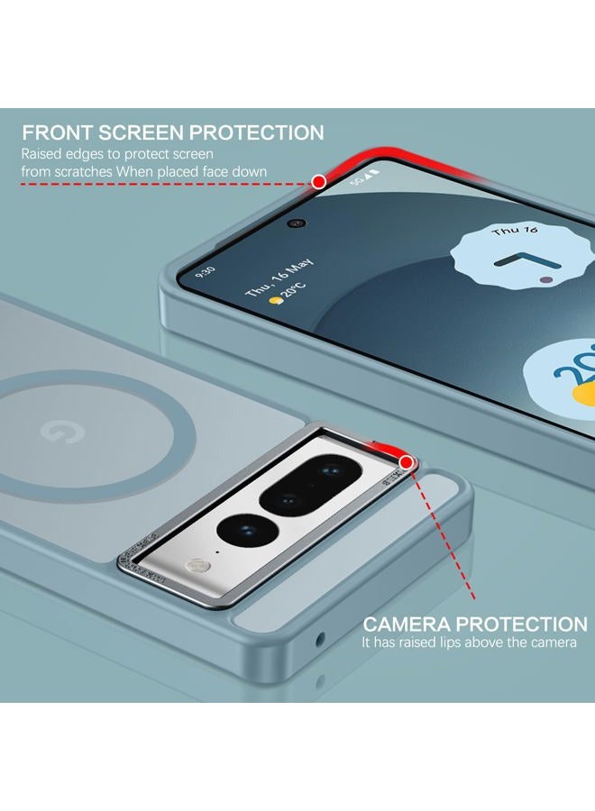 BENTOBEN for Google Pixel 7 Pro Case [Compatible with Magsafe] Translucent Matte Magnetic Pixel 7 Pro Case Slim Shockproof Women Men Protective Phone Cases for Google Pixel 7 Pro 6.7", Grey Blue - Image 5