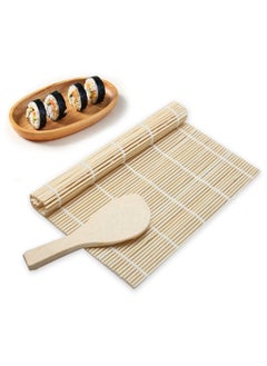 NQOOH 2 pieces Bamboo Sushi Rolling Mat Set with Rice Paddle for Homemade Sushi  - Image 2