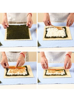 NQOOH 2 pieces Bamboo Sushi Rolling Mat Set with Rice Paddle for Homemade Sushi  - Image 4