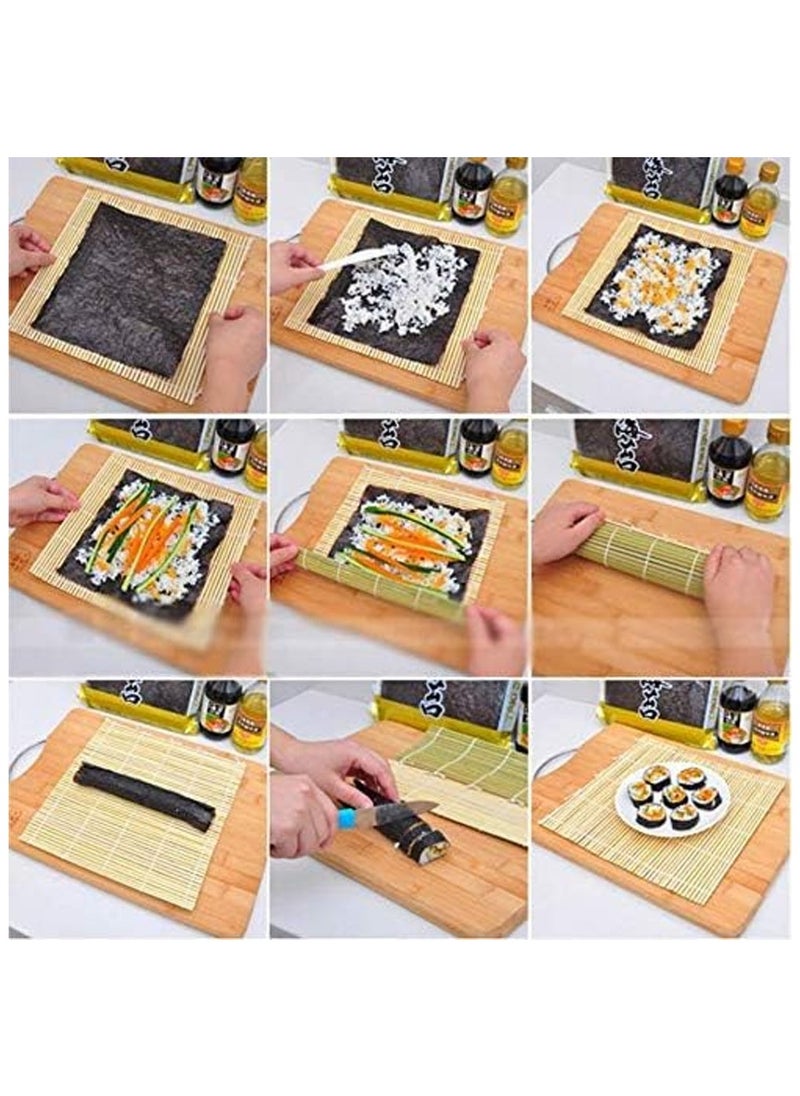 نقوة - مجموعة من قطعتين أدوات لف السوشي وحصيرة الأرز من الخيزران لتحضير السوشي المنزلي - Image 1