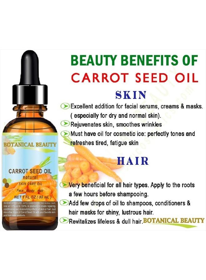 Botanical Beauty CARROT SEED OIL 100 % Natural Cold Pressed Carrier Oil. 0.33 Fl.oz.- 10 ml. Skin, Body, Hair and Lip Care. "One of the best oils to rejuvenate and regenerate skin tissues.” by Botanical Beauty - Image 5