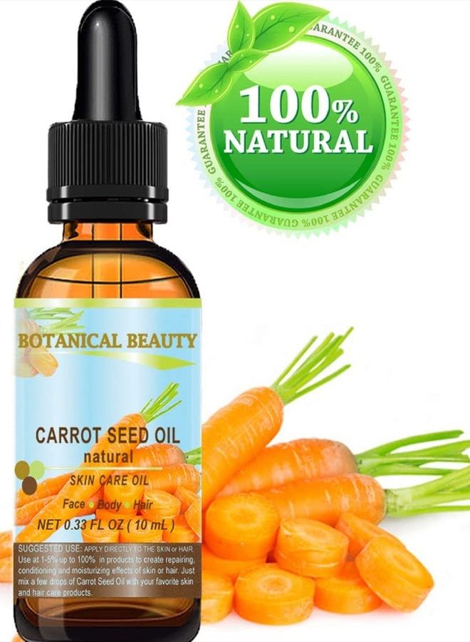 Botanical Beauty CARROT SEED OIL 100 % Natural Cold Pressed Carrier Oil. 0.33 Fl.oz.- 10 ml. Skin, Body, Hair and Lip Care. "One of the best oils to rejuvenate and regenerate skin tissues.” by Botanical Beauty - Image 2