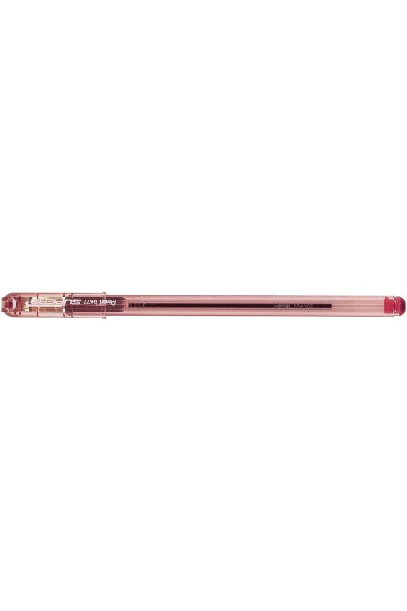 Pentel Superb Ball Point Pen, Red - 05 Pcs - Image 2