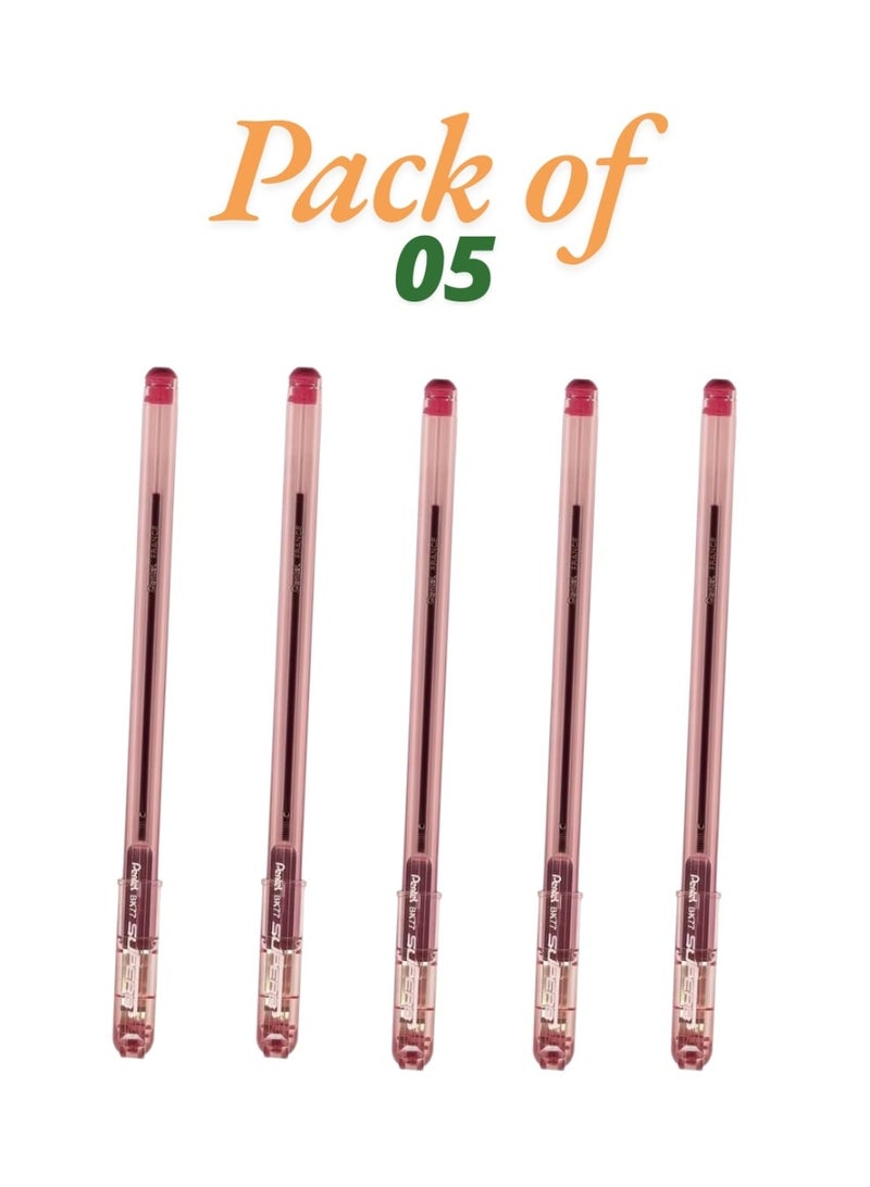 Pentel Superb Ball Point Pen, Red - 05 Pcs - Image 1