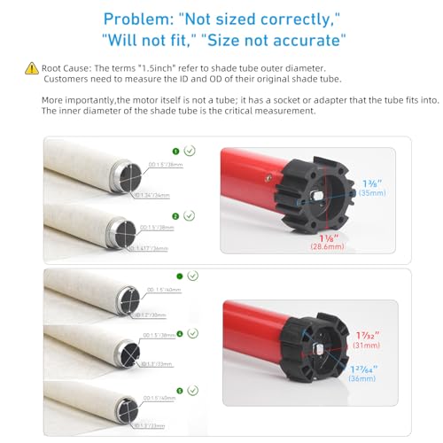 Rollerhouse Rechargeable Wireless Tubular Roller Shade Motor Kit, with Remote Control for Motorized Electric Roller Blind Shades, 1.5 inch Tube - Image 4