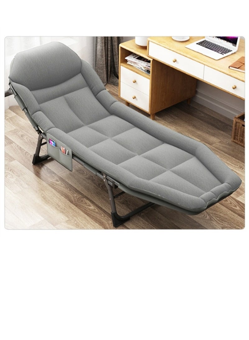 Generic Folding Chair with Memory Foam Mattress, Camping Bed with Cushion & Pillow, Duty Outdoor Indoor Office Bed, Portable Foldable Guest Beds Grey - Image 1