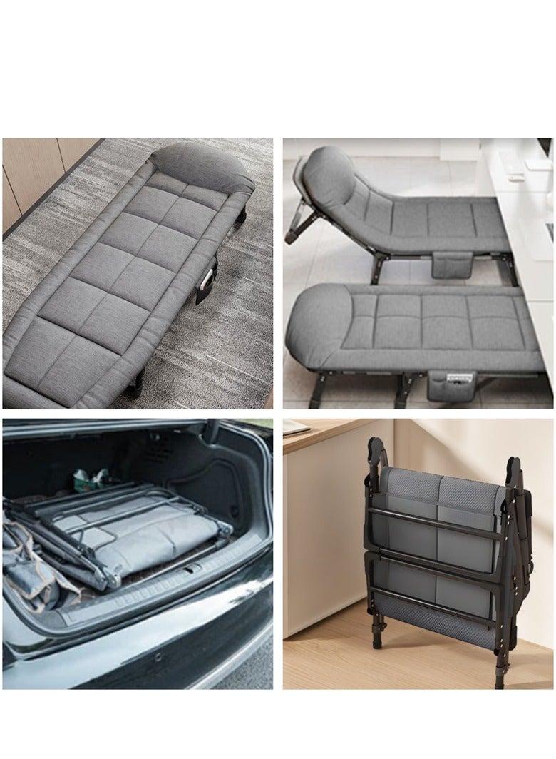Generic Folding Chair with Memory Foam Mattress, Camping Bed with Cushion & Pillow, Duty Outdoor Indoor Office Bed, Portable Foldable Guest Beds Grey - Image 2