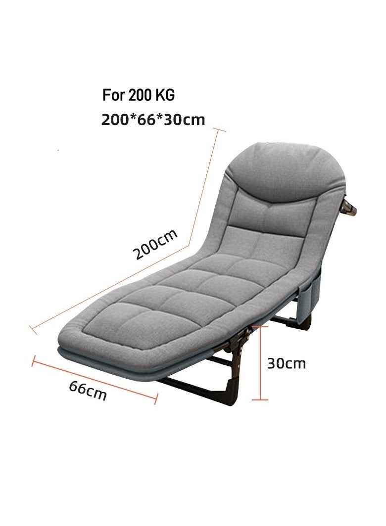 Generic Folding Chair with Memory Foam Mattress, Camping Bed with Cushion & Pillow, Duty Outdoor Indoor Office Bed, Portable Foldable Guest Beds Grey - Image 3
