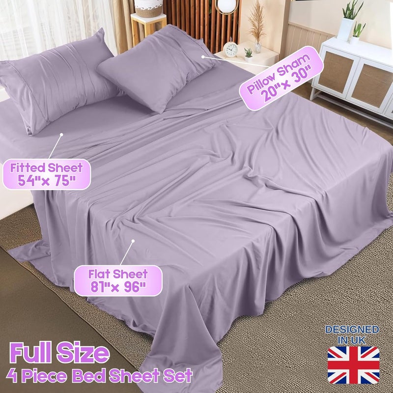 FOAM CRAFT Hotel Quality 4 Piece Bed Sheet Set - Full Size, 100% Cotton, Lavender - Image 2