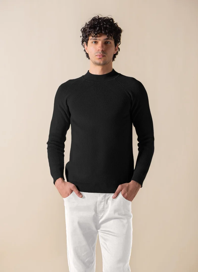 TEXTURED MOCK-NECK SWEATER