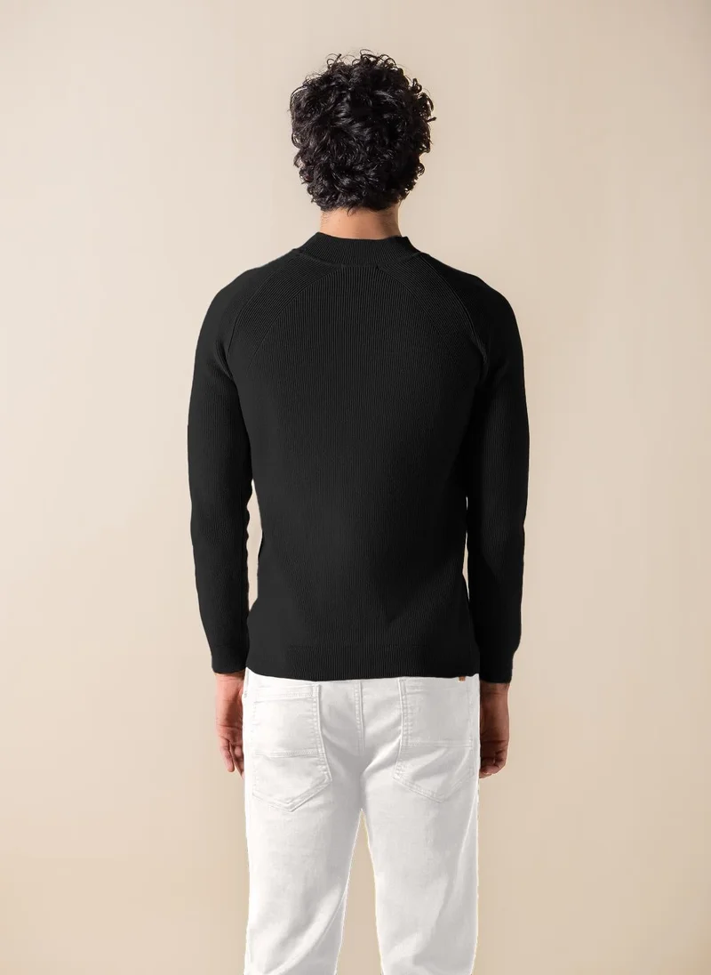 SHAPES TEXTURED MOCK-NECK SWEATER