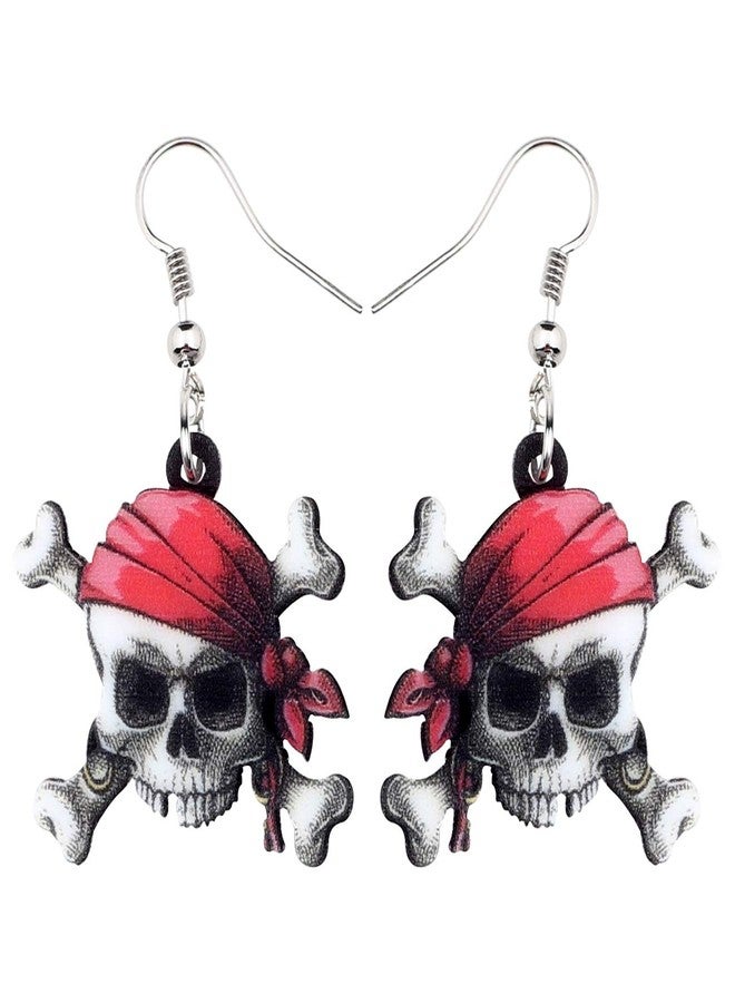 NEWEI Acrylic Halloween Sweet Pirate Skull Earrings Drop Dangle Fashion Charms Jewelry For Women Gift (Multicolor) - Image 1