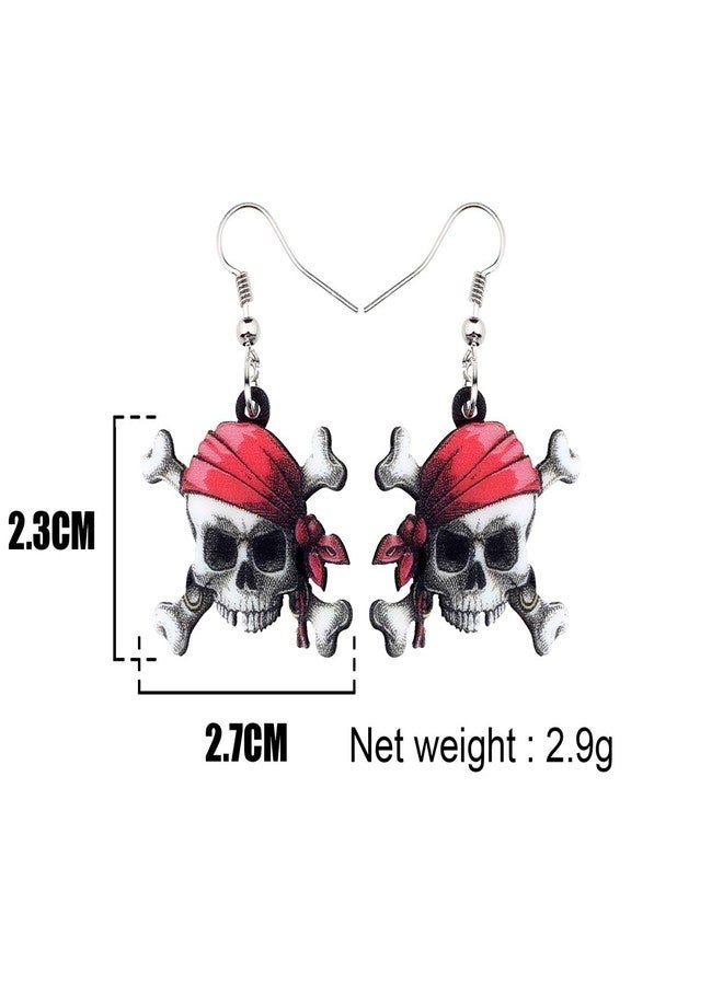 NEWEI Acrylic Halloween Sweet Pirate Skull Earrings Drop Dangle Fashion Charms Jewelry For Women Gift (Multicolor) - Image 5
