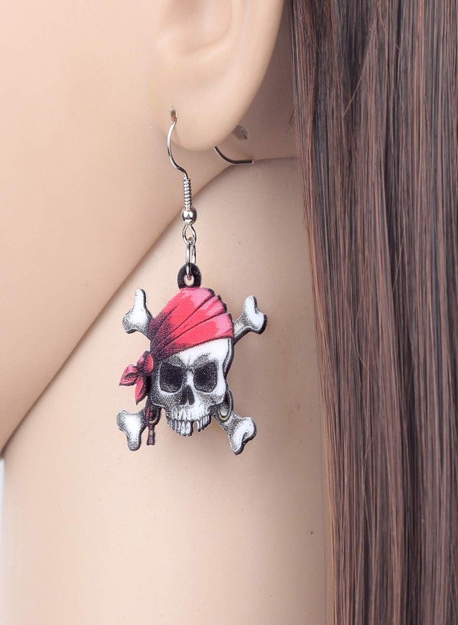 NEWEI Acrylic Halloween Sweet Pirate Skull Earrings Drop Dangle Fashion Charms Jewelry For Women Gift (Multicolor) - Image 2