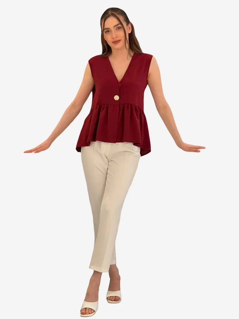 بيغ دارت BDART V-Neck Buttoned Sleeveless Blouse