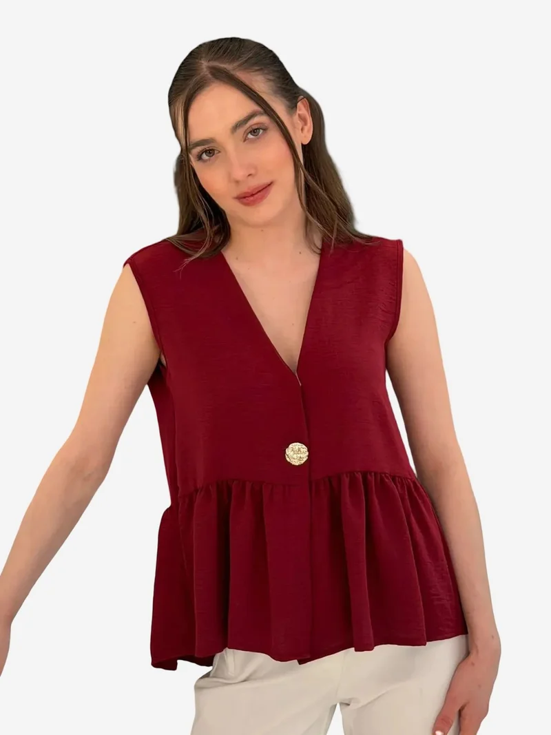 بيغ دارت BDART V-Neck Buttoned Sleeveless Blouse