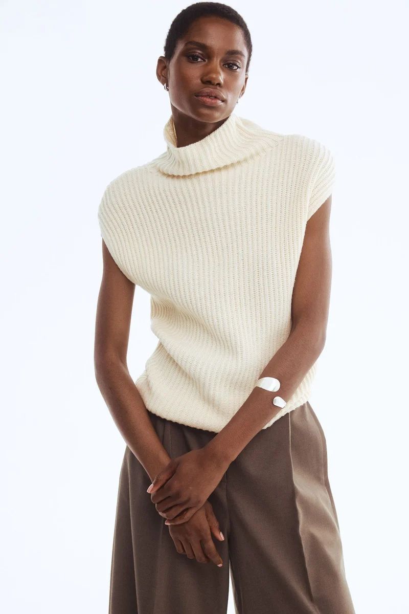 Wool-blend turtleneck sweater vest