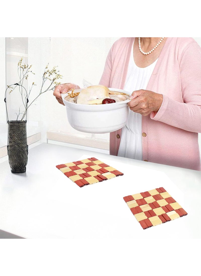 NFI essentials NFI essentials Pack of 4 Wooden Square Shape Coasters NonSlip Heat Insulation Pad Placemat for Coffee Tea Cup Drinks Bowl Dishes Table Coaster Kitchen Dining  - Image 5