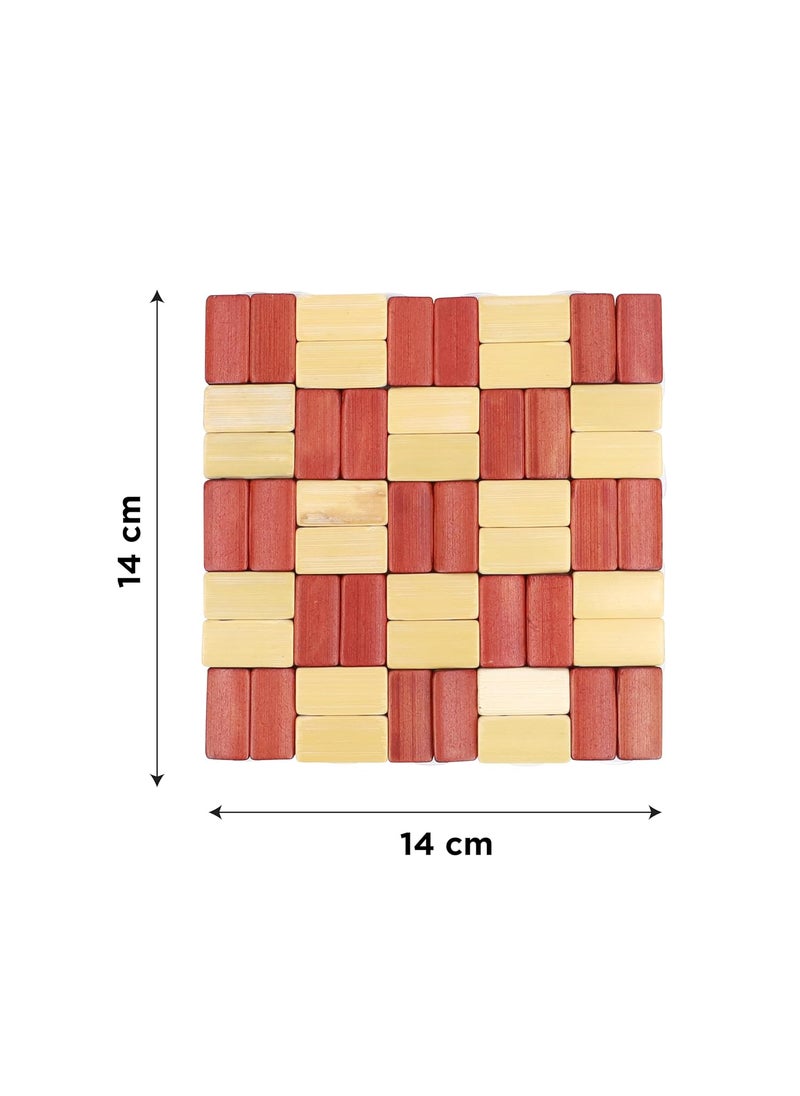 NFI essentials NFI essentials Pack of 4 Wooden Square Shape Coasters NonSlip Heat Insulation Pad Placemat for Coffee Tea Cup Drinks Bowl Dishes Table Coaster Kitchen Dining  - Image 4