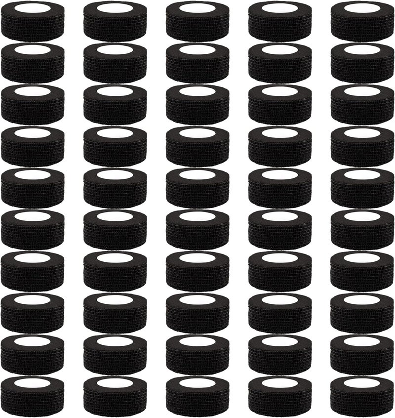 BQTQ 50 Rolls Self Adhesive Bandage Wraps 1 Inch Black Self Adherent Wrap Tape Selfstick Bandage Wrap Rolls for Wrist Ankle Swelling Sprains - Image 1