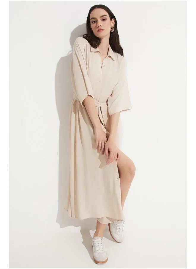 جون June Loose Cut Dress with Tie Detail