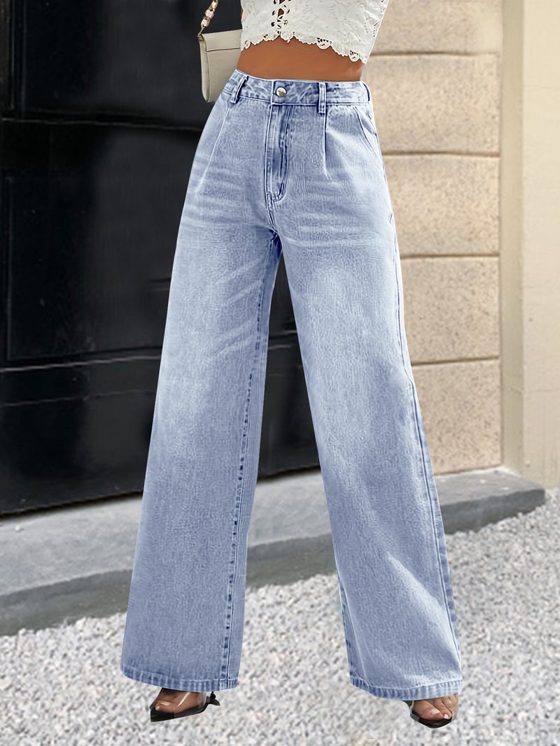 Popular Women'S Jeans New Washed High-Waisted Loose Straight Wide-Leg Versatile Trend - Image 5
