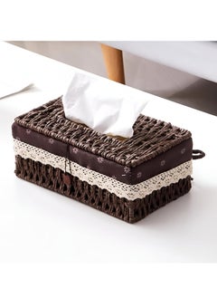 Cozy Nest Woven Tissue Box Cover, Eco-Friendly, Organizer with Minimalist Design, Perfect for Living Room, Bathroom, Kitchen, Home, Office & Car Decor Brown  - Image 1