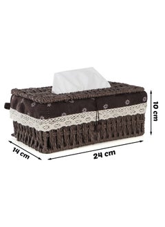 Cozy Nest Woven Tissue Box Cover, Eco-Friendly, Organizer with Minimalist Design, Perfect for Living Room, Bathroom, Kitchen, Home, Office & Car Decor Brown  - Image 5