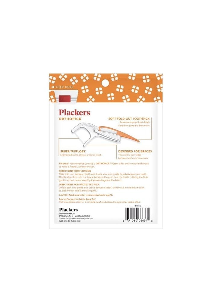 Plackers Orthopick Dental Flossers for Braces - Pack of 2 (36 Flossers Each) - Image 2