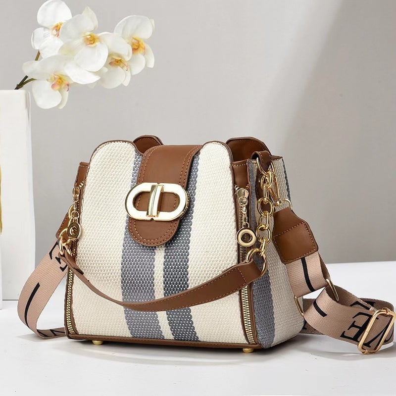 New Contrast Color All-Match Shoulder Bag Fashion Trendy New Style Handbag Textile Canvas Elegant - Image 5