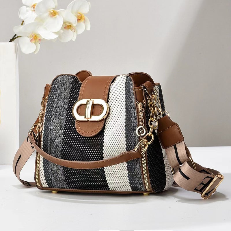 New Contrast Color All-Match Shoulder Bag Fashion Trendy New Style Handbag Textile Canvas Elegant - Image 3